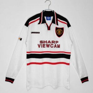 97-98 Manchester United White Long Sleeve Retro Jersey