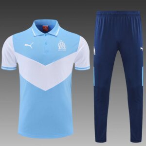 Marseille POLO kit blue and white Short Sleeve Suit