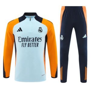 24-25 Real Madrid Light Blue and Orange Training Suit