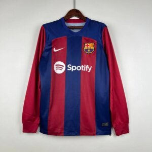 23-24 Barcelona Home Long Sleeve Fans Jersey