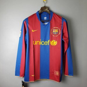 07-08 Barcelona Home Long Sleeve Retro Jersey